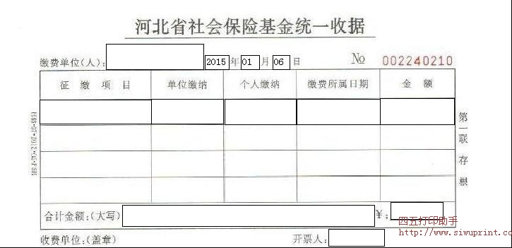 河北省社会保险基金统一收据