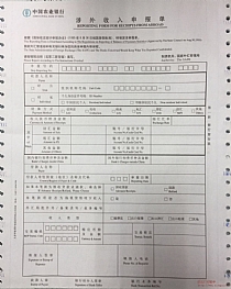 涉外收入申报单（美元）