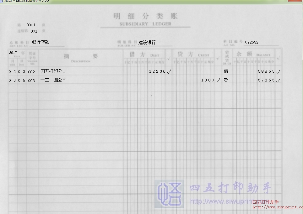 明细账打印